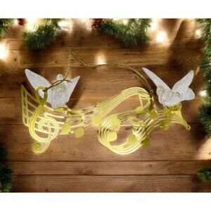Vintage Doves Musical Notes Christmas Tree Ornament Brass Music Acrylic Birds